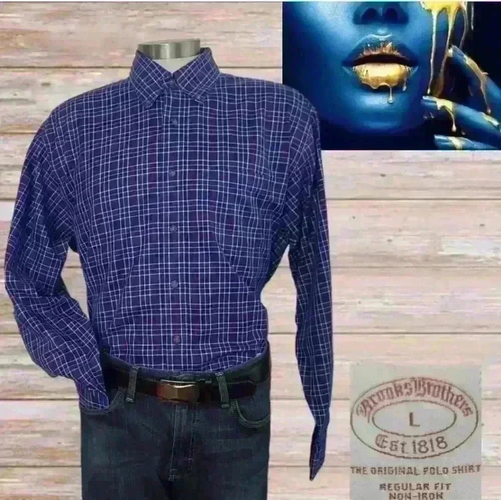 Brooks Brothers 1818 Regular Fit Non Iron Mens Shirt Plaid Long Sleeve Size M